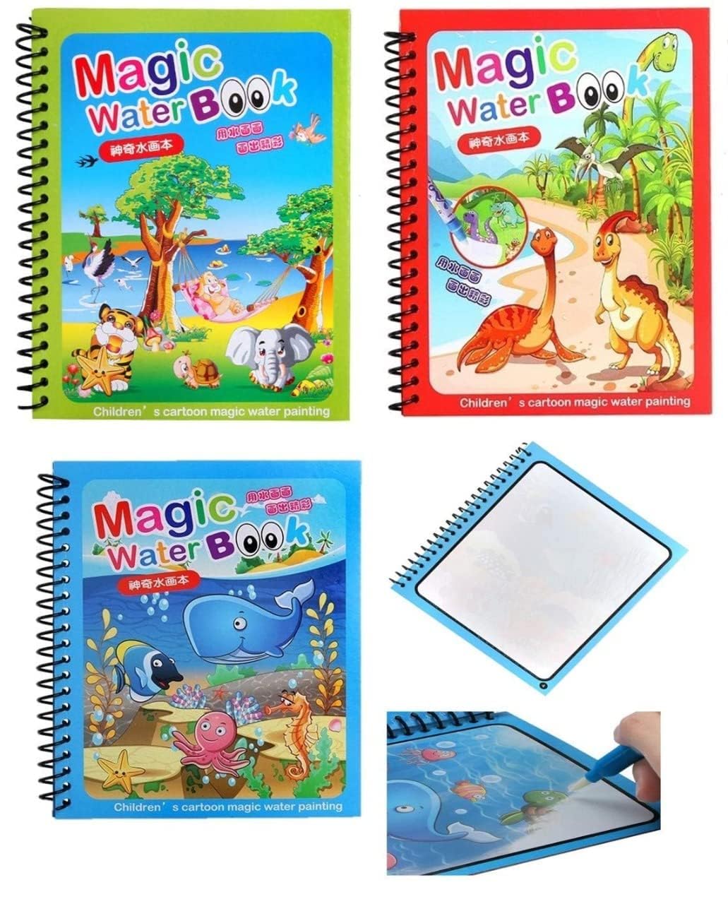 QUILLBEST PAPERWISE Magic Water Book for Kids 2-5 Years Colouring Books Set of 3 | Reusable Kids Toys Activity Book Drawing Book and Pen Set Dinosaurs, Fairy Tales, Under The Sea & Outer Space (B0D78ZF8S9) Amazon Price History, Amazon Price Tracker