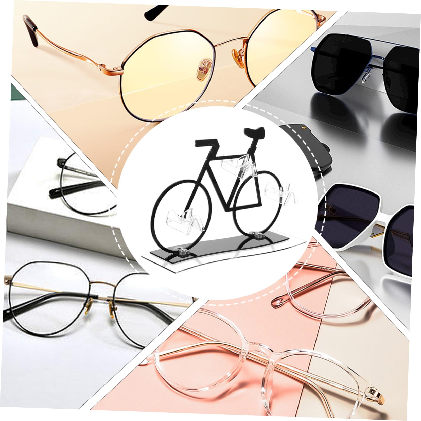 PRETYZOOM Elegant Bicycle Shaped Sunglasses Holder Acrylic Eyeglass Display Stand Practical Organizer for Glasses Shop