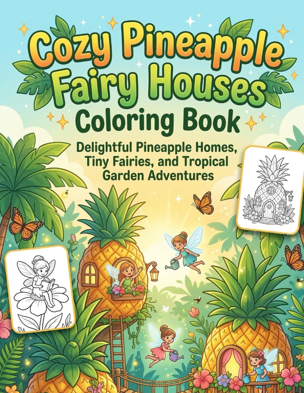 Cozy Pineapple Fairy Houses Coloring Book: Delightful Pineapple Homes, Tiny Fairies, and Tropical Garden Adventures
