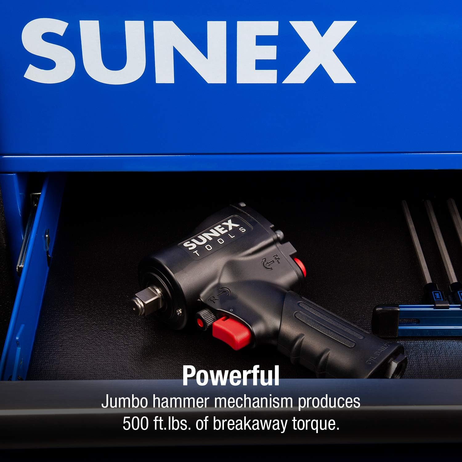 Amazing 🔥 Sunex SXMC12, 1/2 Mini Air Impact Wrench with Grip, Super Duty Compact Design, Lightweight, 500'. Lbs. max Torque, One Hand Operation, Forward/Reverse, 3-Speed Control