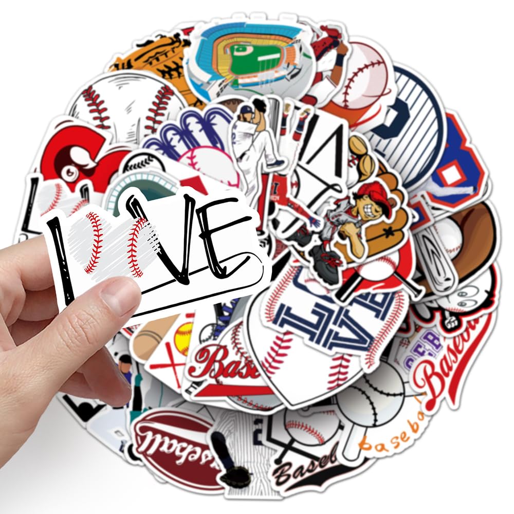Fashion Baseball Vinyl Stickers, 50 PCS Waterproof Graphic Icon Decals for Laptops Scrapbooking, Journals, Notebooks - Image 3