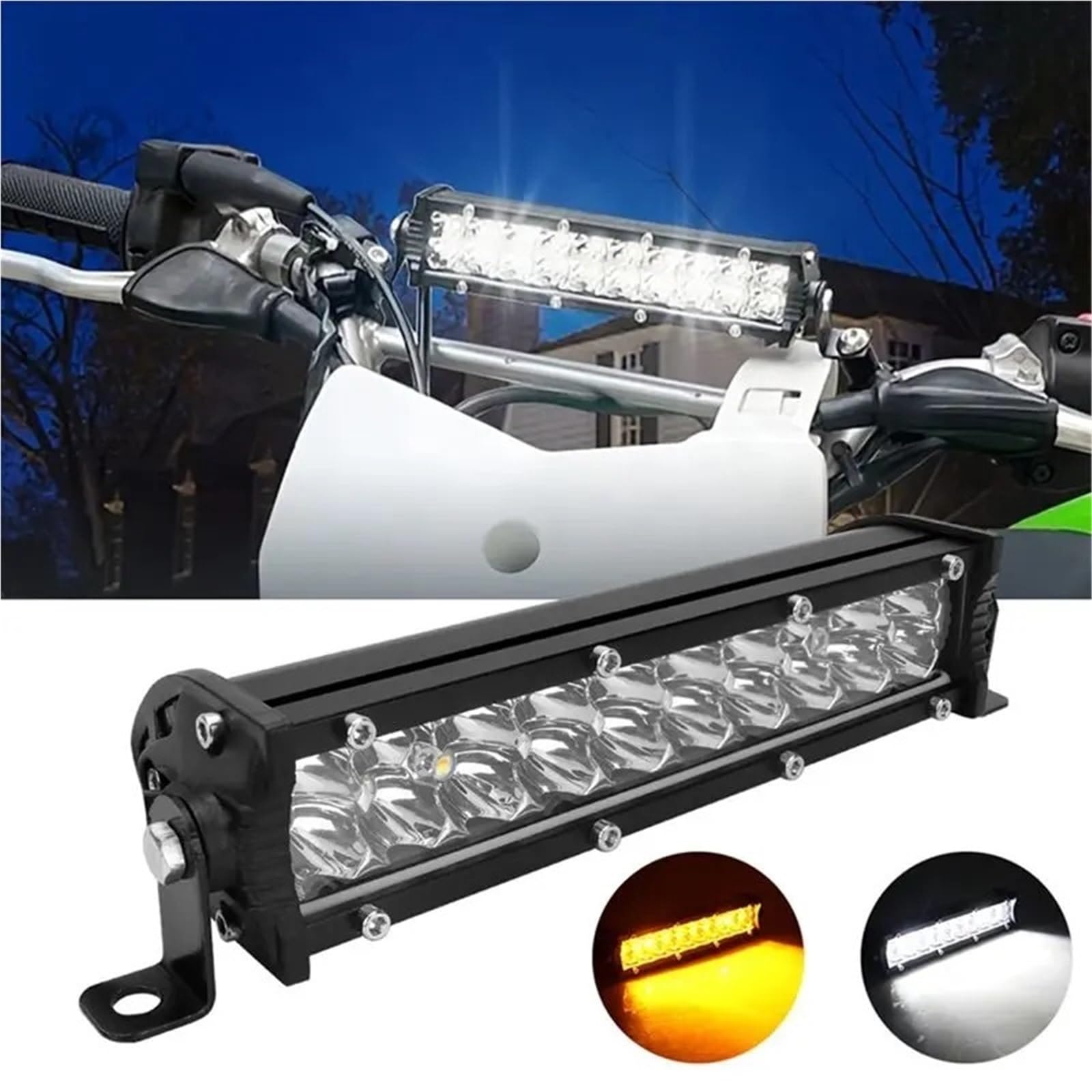Do motocyklowej listwy roboczej LED Części pasujące do reflektorów | Biały Żółty Tryby dwukolorowe 12 V 24 V Migający zestaw ATV 4WD SUV