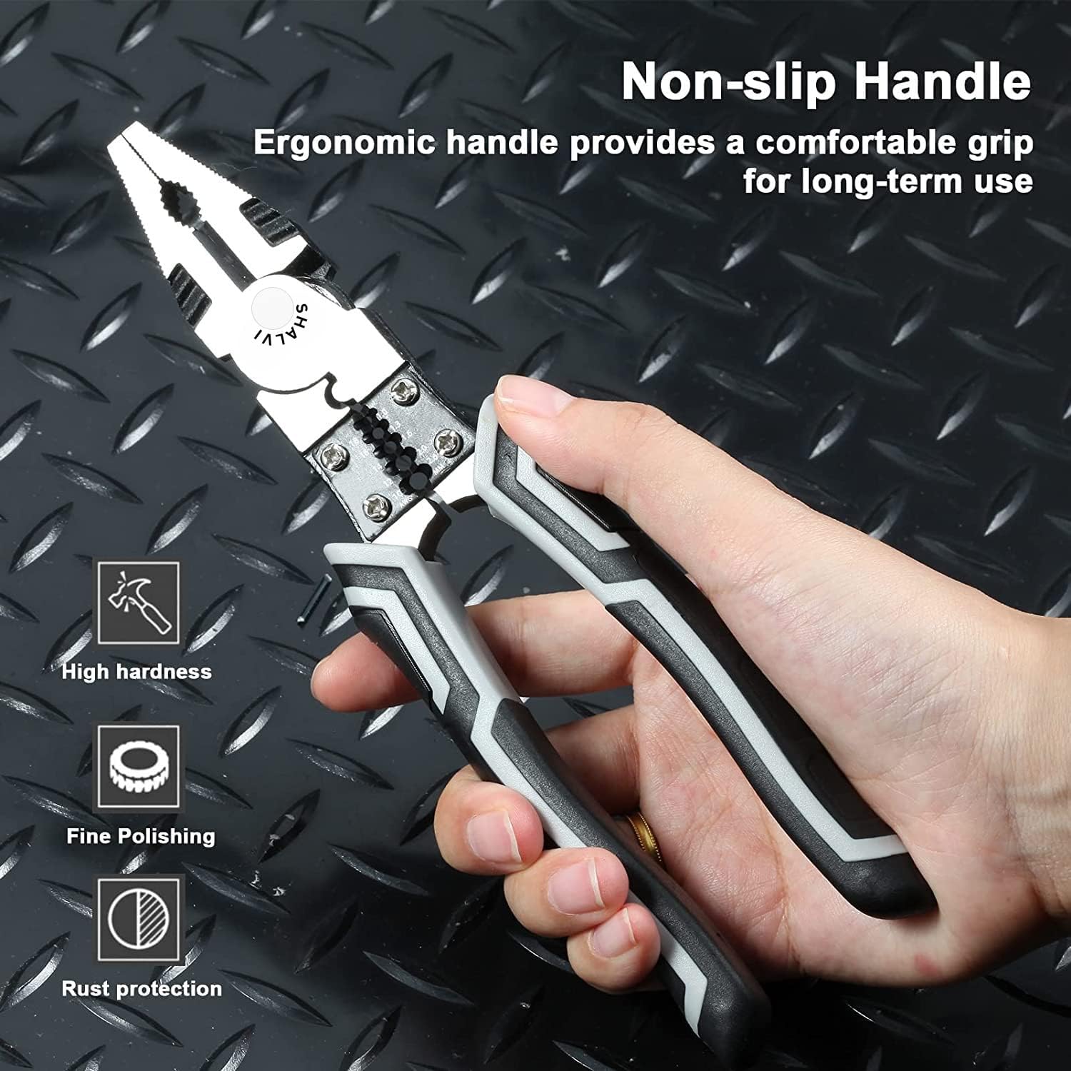 REDITEX 5 in 1 Multipurpose Lineman Plier/Cutting Plier with Gripping, Wrench, Wire Cutter, Crimping Tool & Wire Stripper Fuction (Chrome Vanadium Forged Steel, Silver) 1