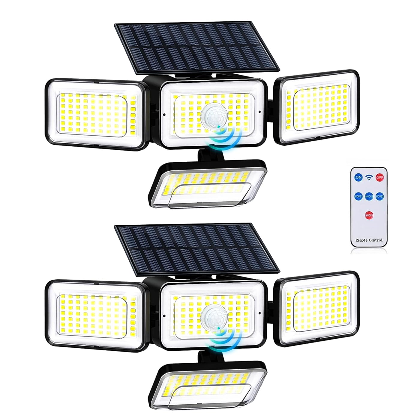 YACAISI Solar Lights Outdoor, LED 2800LM Solar Motion Sensor Outdside Lighting with Remote Control