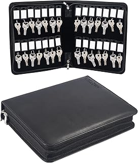 Portable Zippered Key Case,Leather Key Organizer with Key Hooks and Tags,Portable Manager & Landlord Key Binder,Zipper Key Box for Real Estate Sales,Hotel Executives,Car Service (Styel#1)