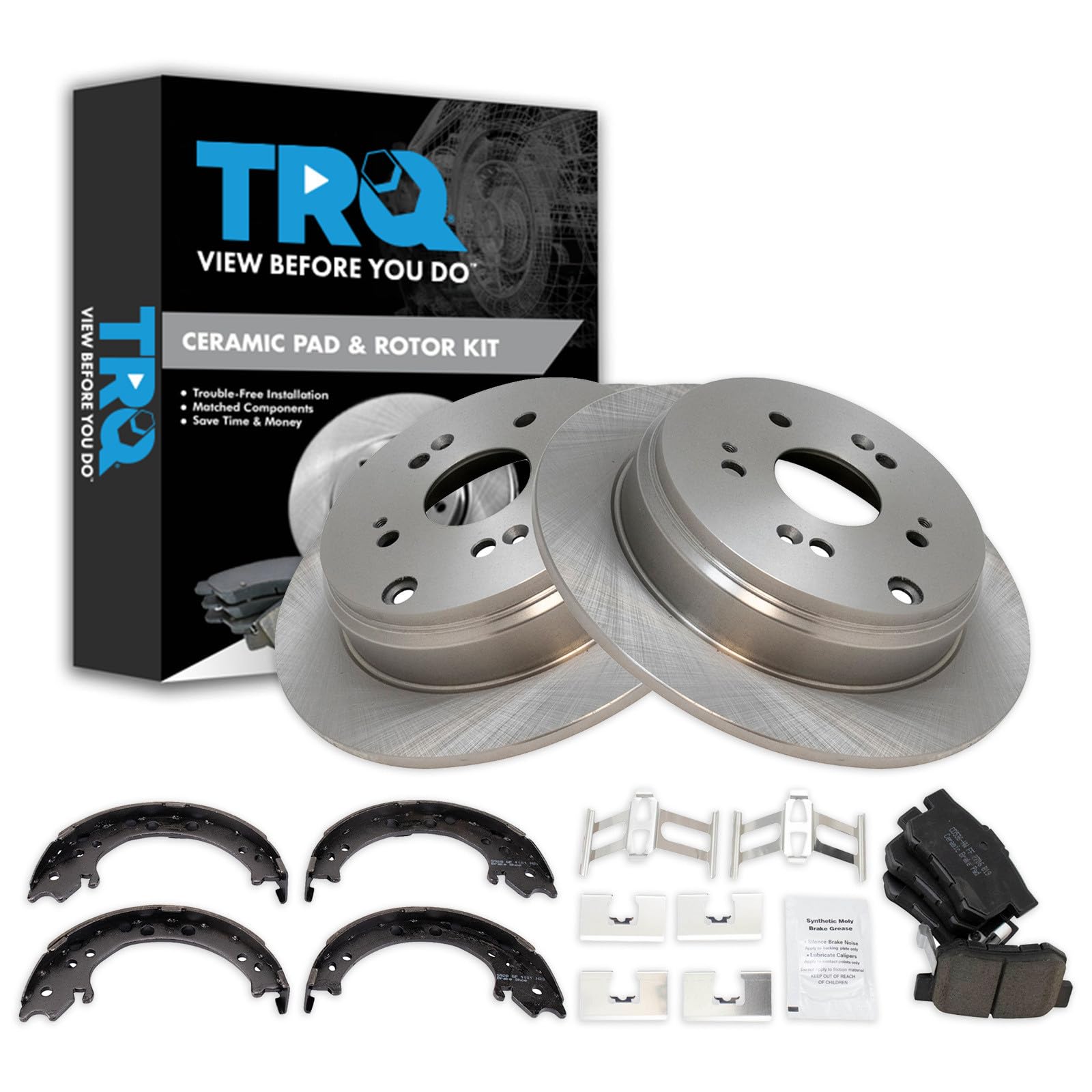 TRQ Rear Brake Pad and Rotor Set Ceramic Compatible with 2007-2012 Acura RDX