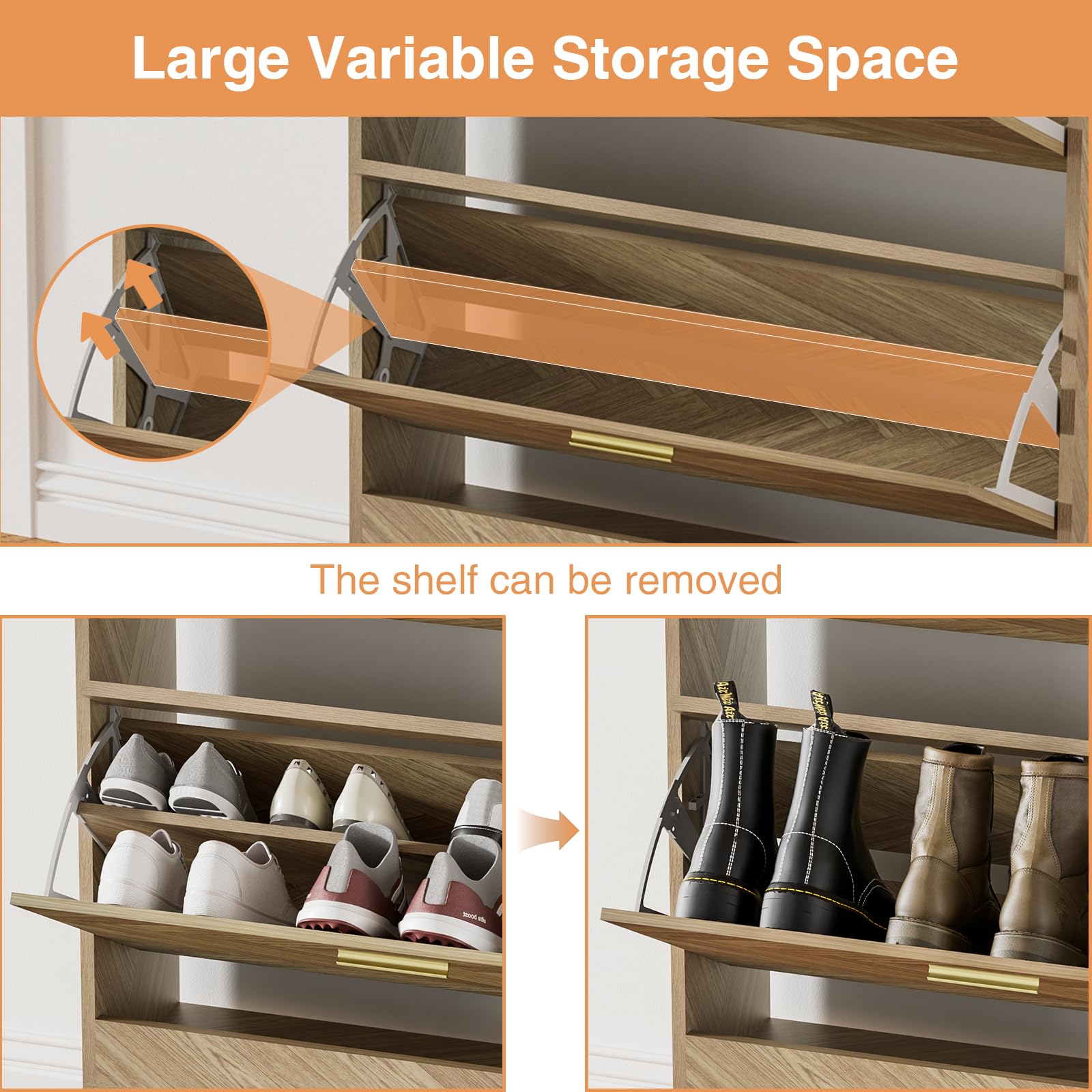 Zapatero Estrecho con 2 Puertas, Zapatero Recibidor para 12 Pares, Armario Zapateros de Madera para Pasillo y Sala de Estar, 80 x 24 x 115 cm