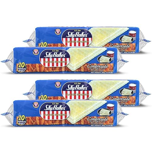 M.Y. San SkyFlakes - Sandwich de galletas con sabor a leche dulce, paquete de 4, 10.58 oz (300 g)