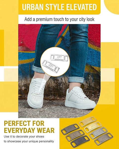 5 Paare Metal Tag,Metall Schnürsenkel Schnalle,Elastische Schuh Tag Schuhschmuck,Fashion Sneaker Schuh Charms,DIY Sneaker Kits,Metall Air Force 1 Schnürsenkel für Wanderschuhe - 5