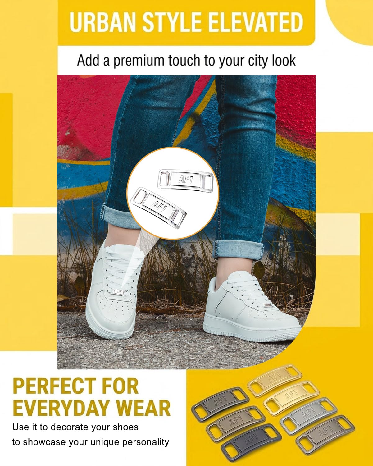 5 Paare Metal Tag,Metall Schnürsenkel Schnalle,Elastische Schuh Tag Schuhschmuck,Fashion Sneaker Schuh Charms,DIY Sneaker Kits,Metall Air Force 1 Schnürsenkel für Wanderschuhe - 5