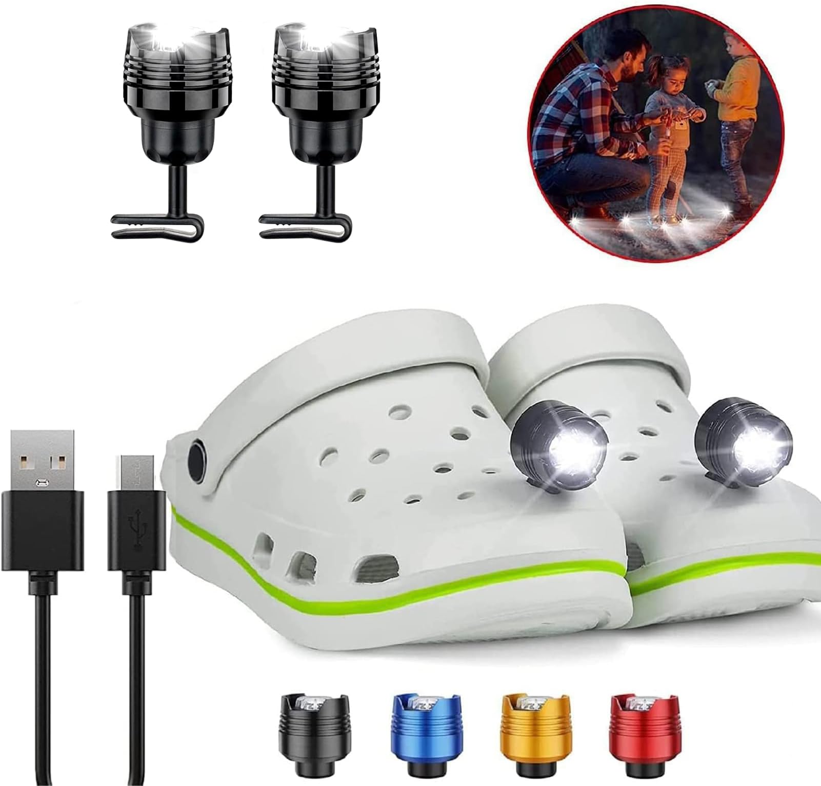 Headlights for Crocs 2 Pcs, ABS Lights for Croc Rechargeable Super