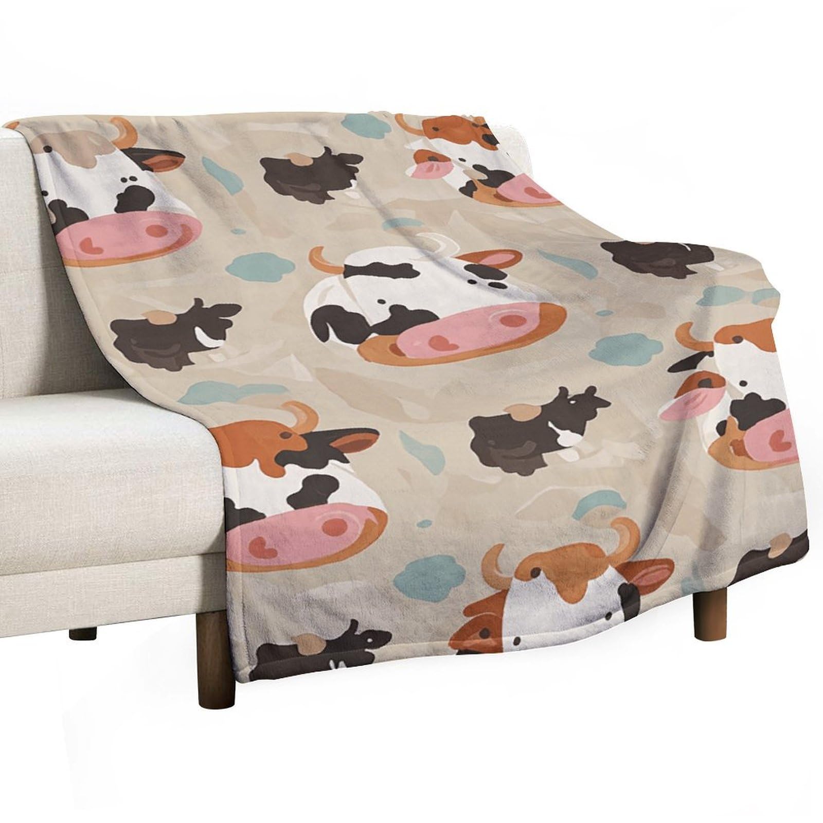 Couverture flanelle légère motif vache fini les plaids lourds
