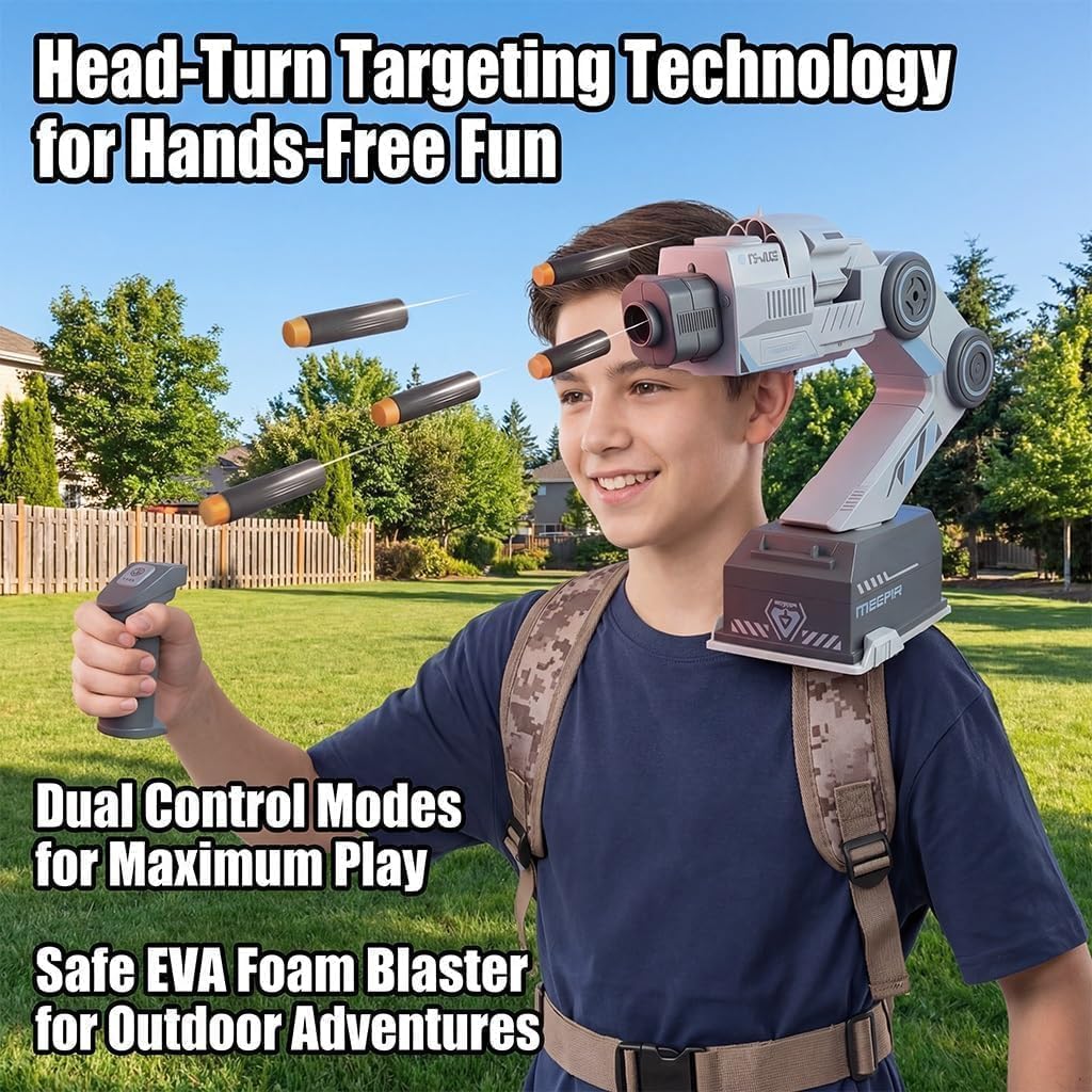 Smart Tracking Mechanical Arm Foam Blaster,Robot Arm Tracking Blasters,Wearable Shoulder Mount with Dual Control,Cool Inductive Head & Hand Motion Track1ng for Teens Adults (Eva Foam Blaster)