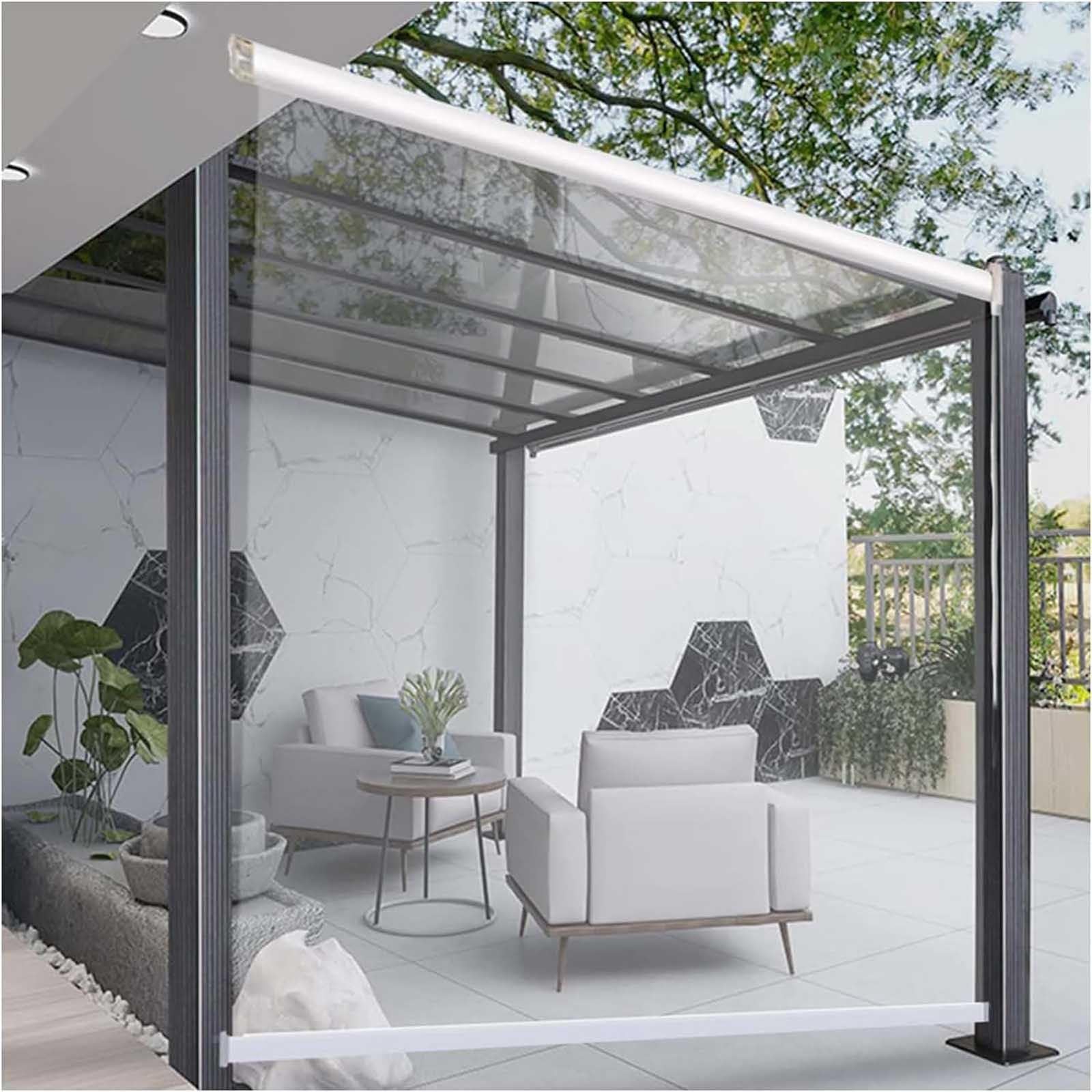 Generico Tende A Rullo PVC Trasparente Tende Rullo per Esterni Tenda Antipioggia Isolamento Termico Antipolvere per Giardini Balconi Bagno Ufficio
