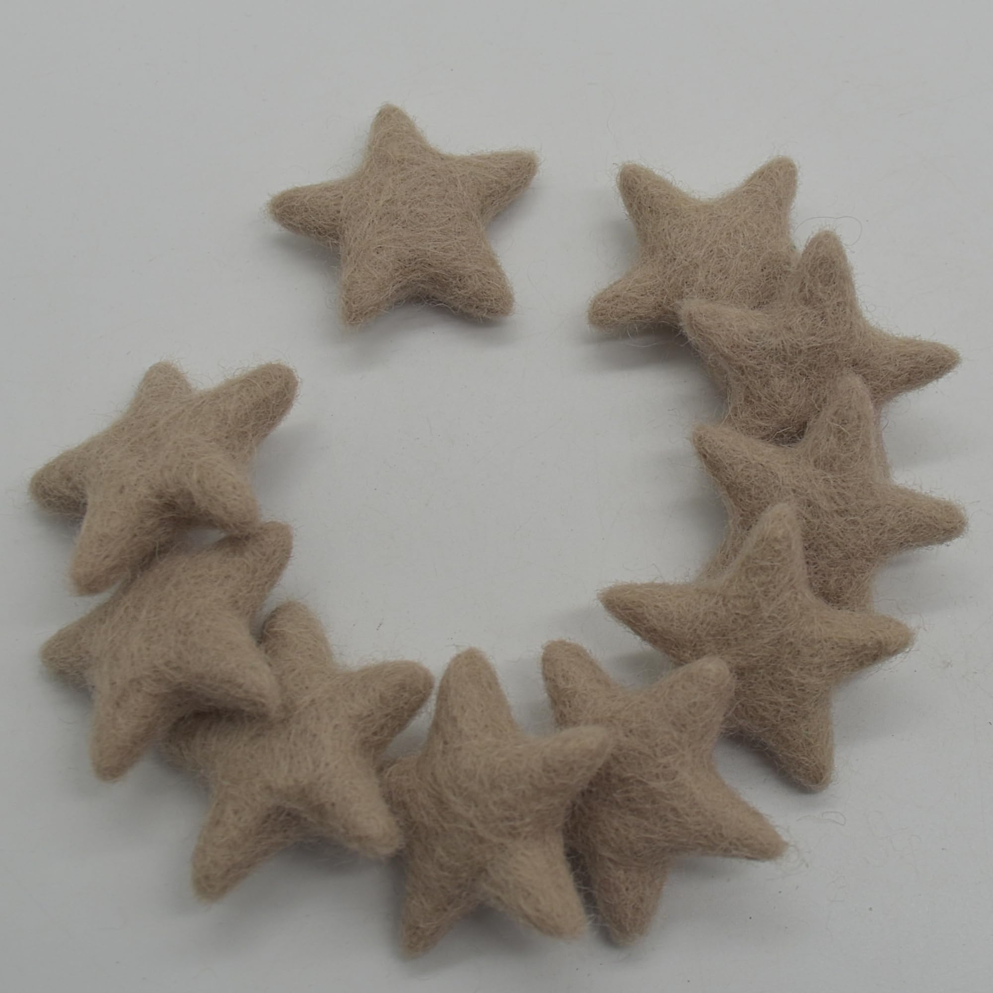 100% Wool Felt Stars - 3cm - 10 Felt Stars - Light Latte Brown