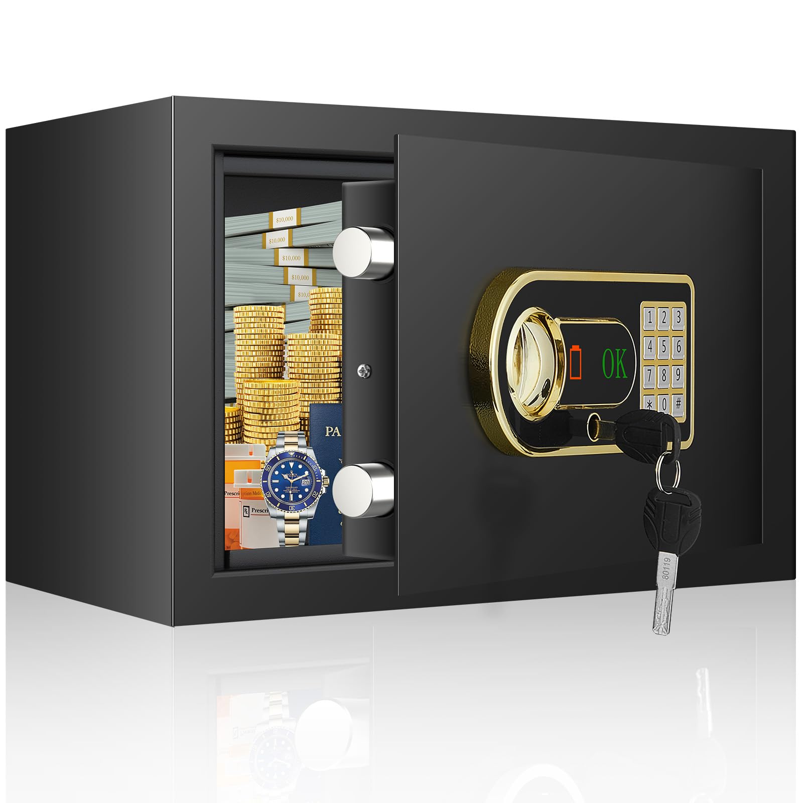 Mini Safe Support Snapklik.com : 0.45 Cuft Small Safe Box, Mini Home Safe