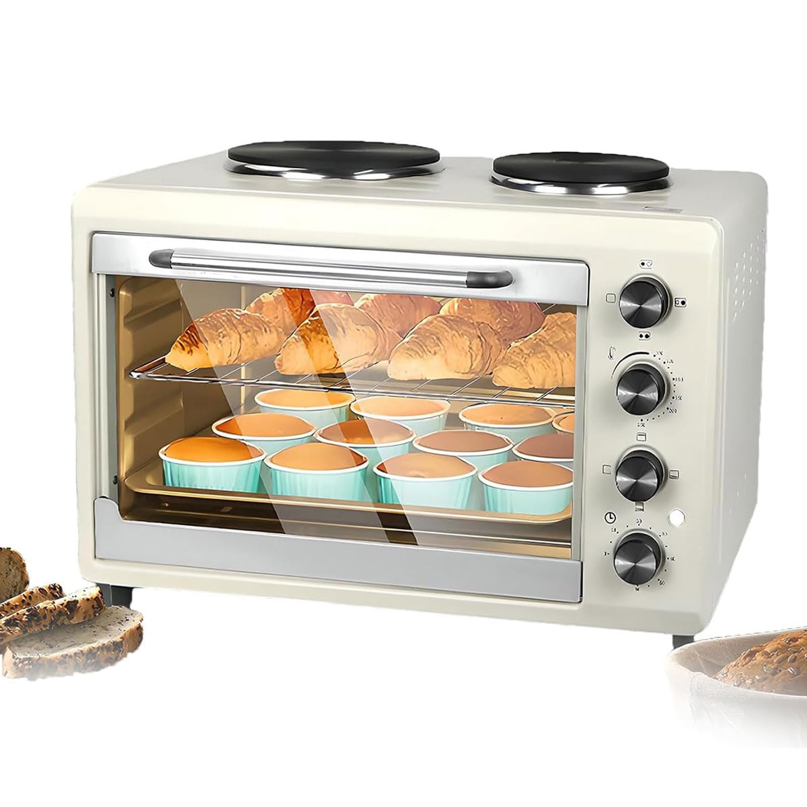 „Piekarnik blatu 2000 W, Mini 56L Elektryczny piekarnik z i regulowaną temperaturą i timerem, multi -funkcyjna kuchenka blatowa do pieczenia grilliny do pieczenia