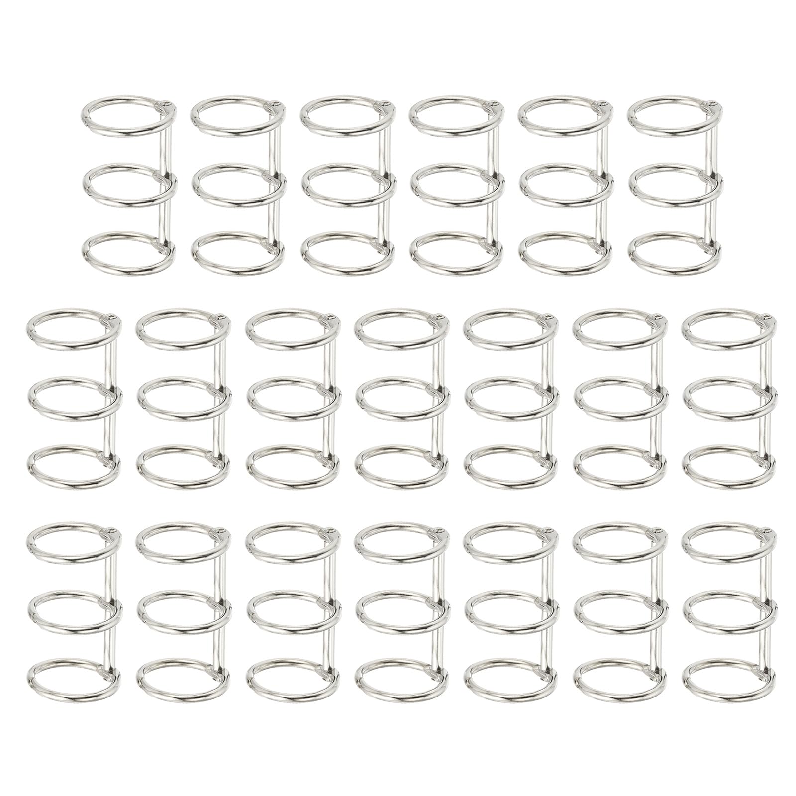 PATIKIL 3 Rings Metal Loose Leaf Binding with 25 mm ID Book Binding for Diary Photo Album Notebook, White, 20 Pcs