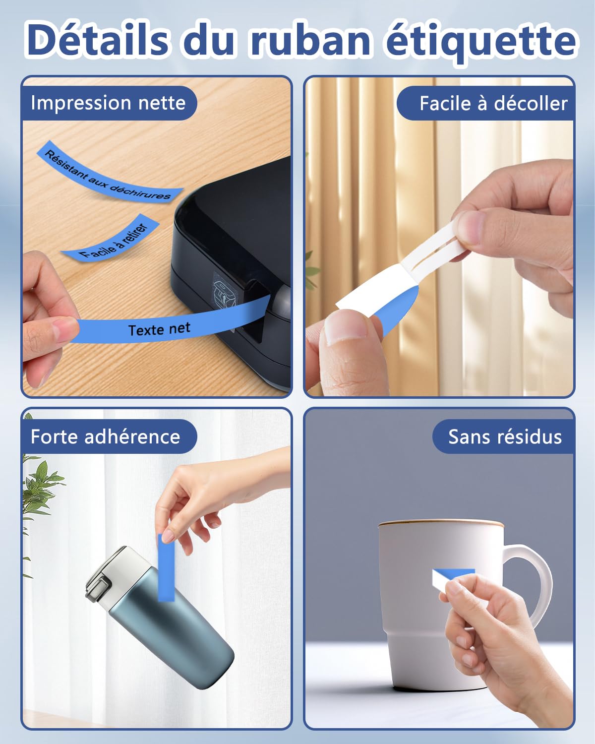 Cruxer Lot de 200 Compatible TZE-531 pour P-touch Noir sur Bleu 12 mm