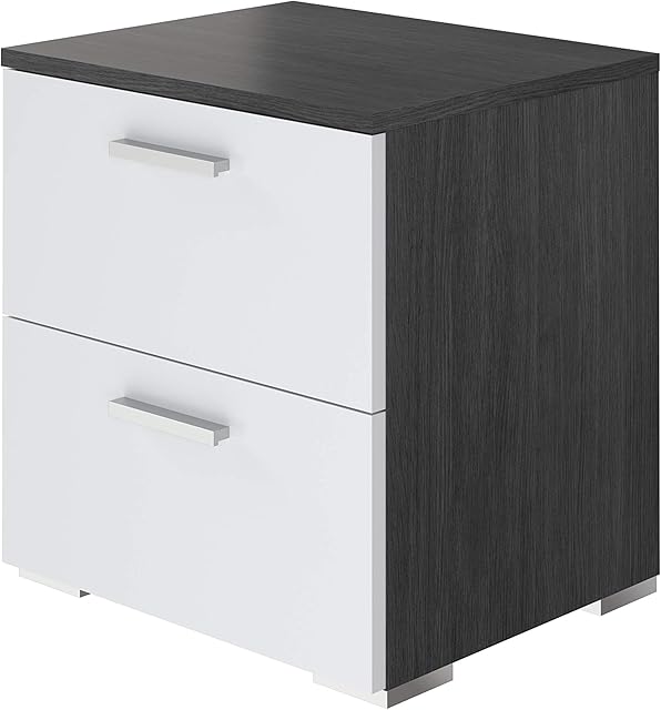 Amazon Brand - Movian Kolva 2-Drawer Bedside Table, 45 x 38 x 47cm, Dark Grey/White