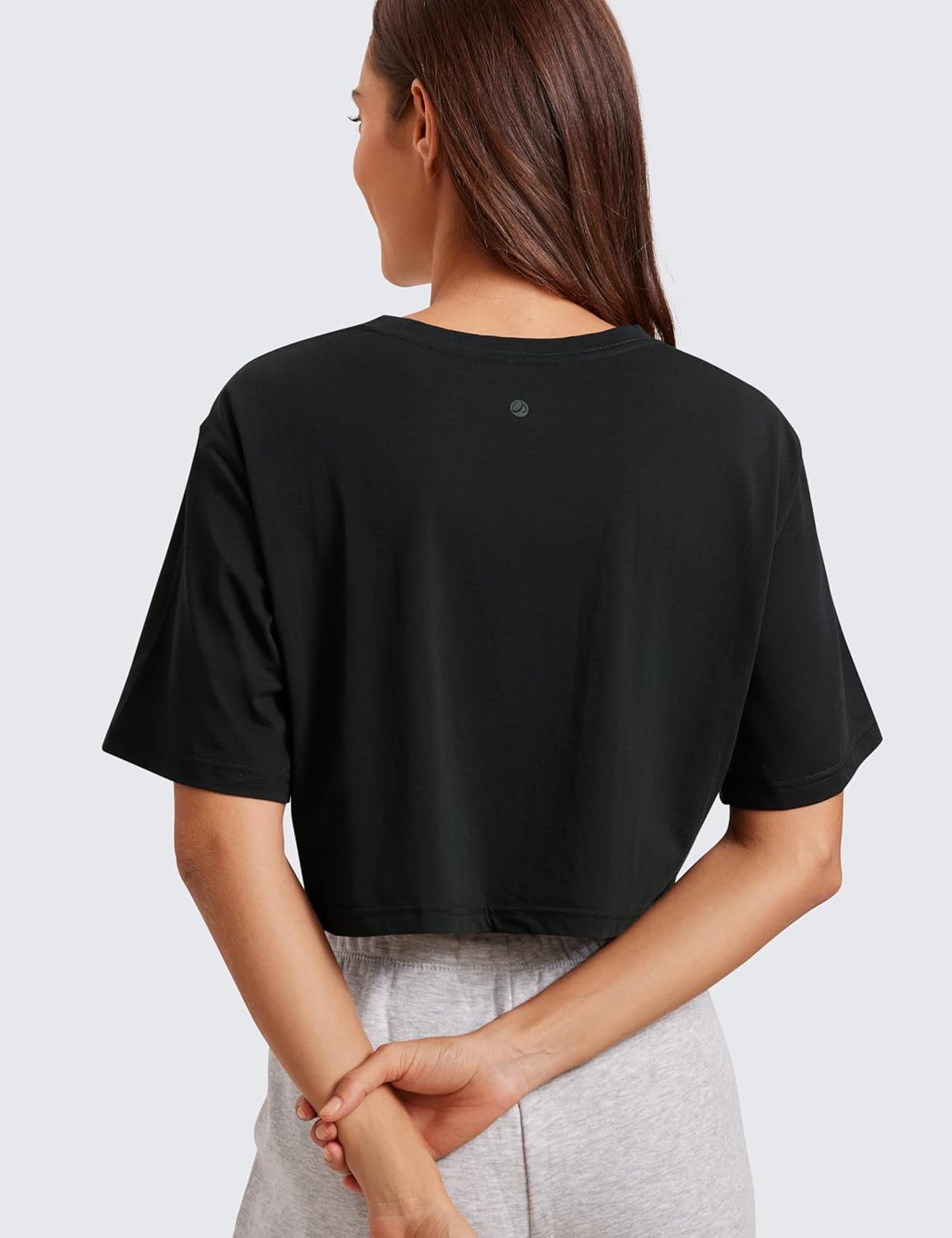CRZ YOGA Pima Cotton Loose Crop T-Shirts for Women - Workout Yoga Casual Athletic Running Short Sleeve Shirts Crewneck Tops - Image 2