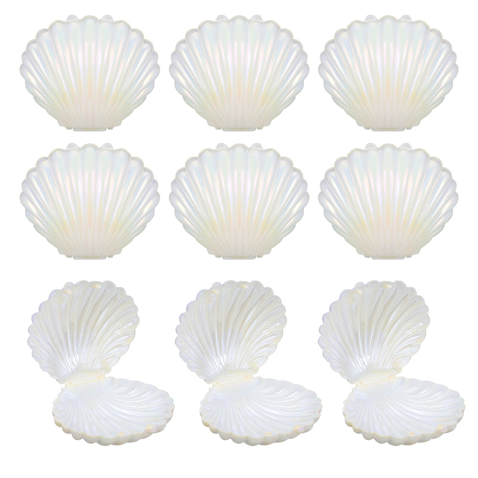 10 Muschel-Süßigkeitenboxen Aus Kunststoff – Himmelblau, 9,1x7,7x4,5 Cm, Für Party-Geschenke