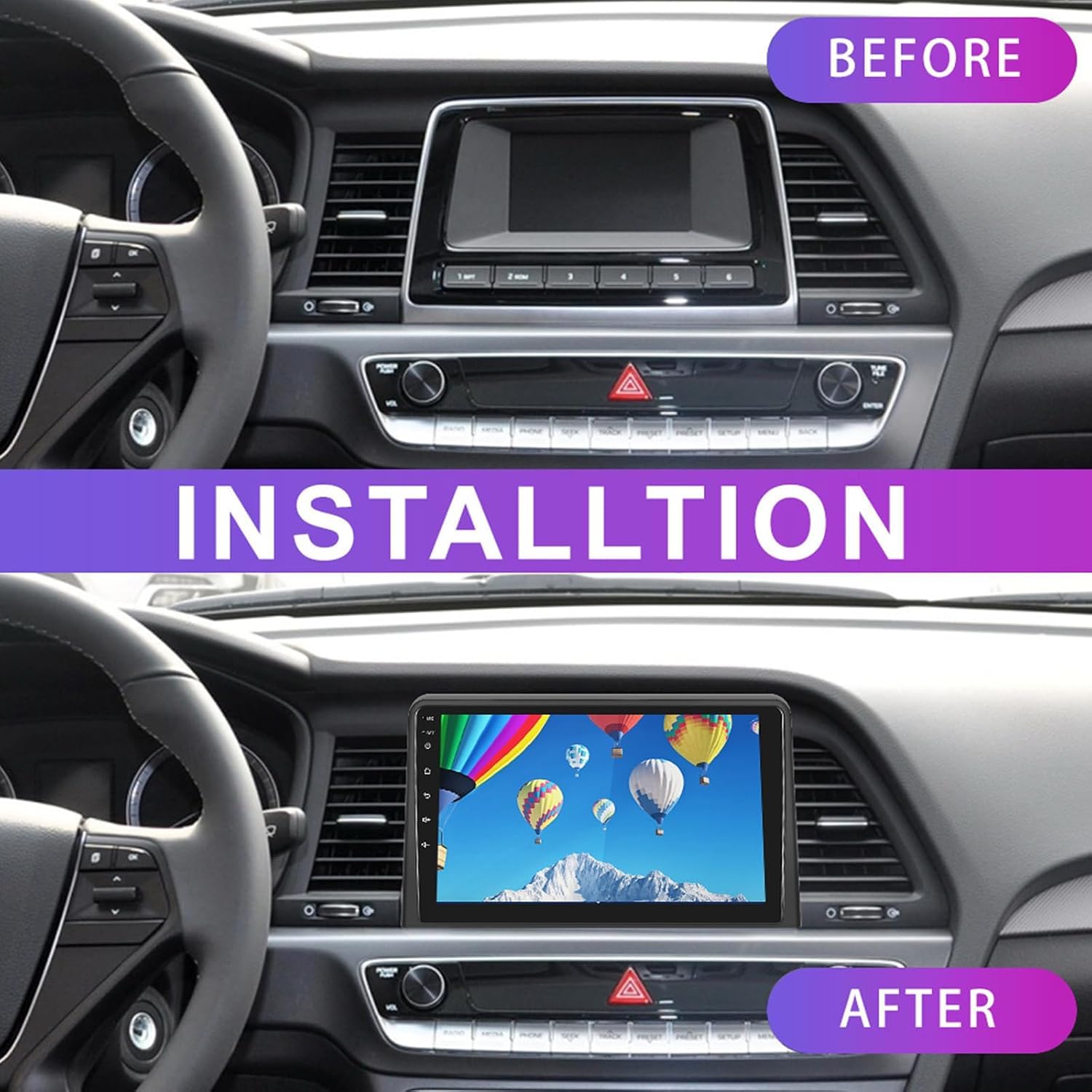 Do Hyundai Sonata 9 2018 Radio Samochodowe Android 15 Radio 5G WiFi, 9-calowy Ekran Dotykowy Radio Bezprzewodowy Carplay Android Auto GPS Nawigacja WiFi Bluetooth Kamera Cofania DSP(Color:4G 6G+128G)