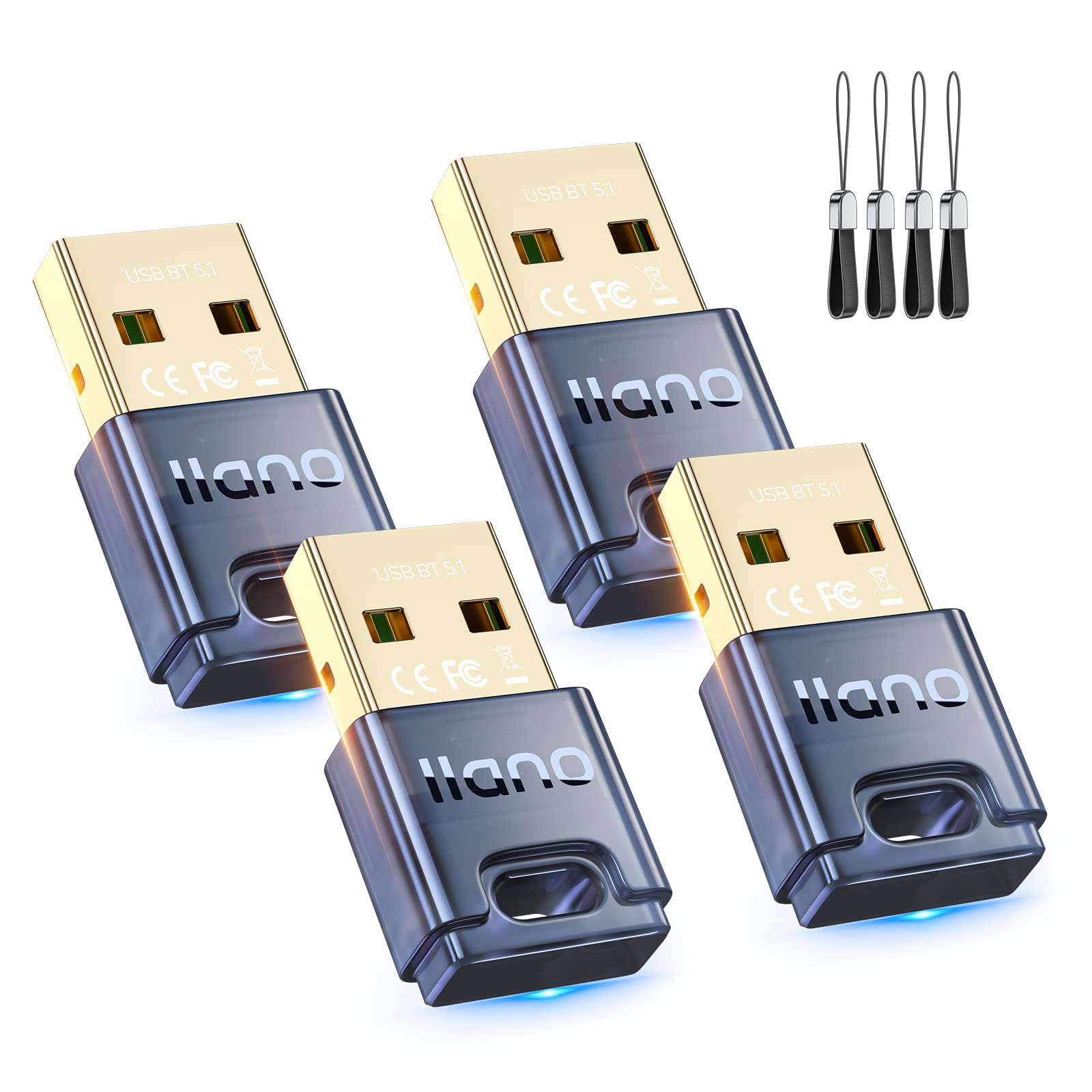 Adattatore Bluetooth, Bluetooth Dongle USB 5.1 EDR per desktop, laptop, stampante, cuffie, mouse, tastiera, altoparlante, adattatore Bluetooth per PC, Windows 11/10/8.1, Plug & Play (4 pezzi)