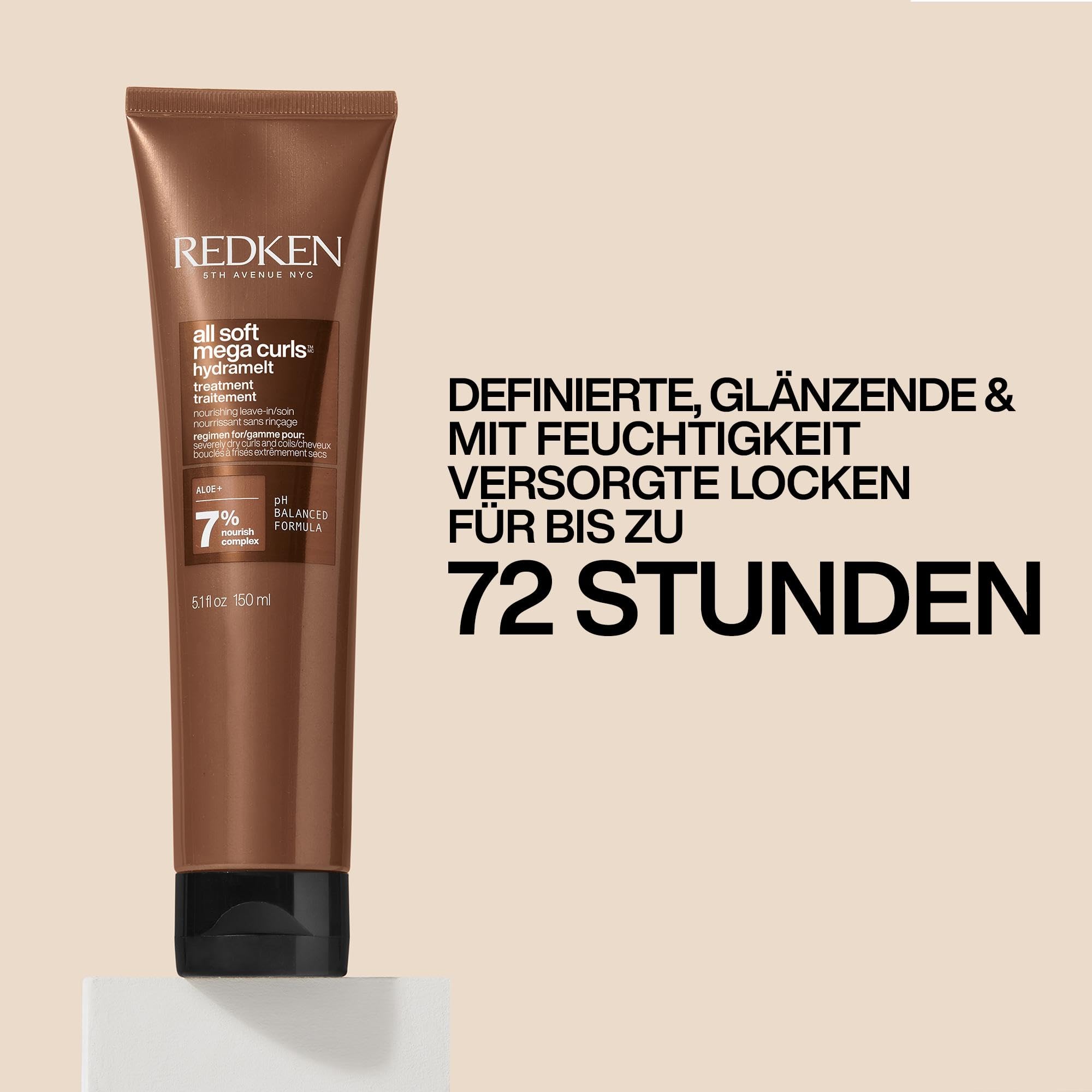Redken Leave-In Haarcreme für lockiges oder krauses Haar, Belebt und hydratisiert trockenes Haar, Mit Aloe Vera, All Soft Mega Curls Hydramelt, 150 ml