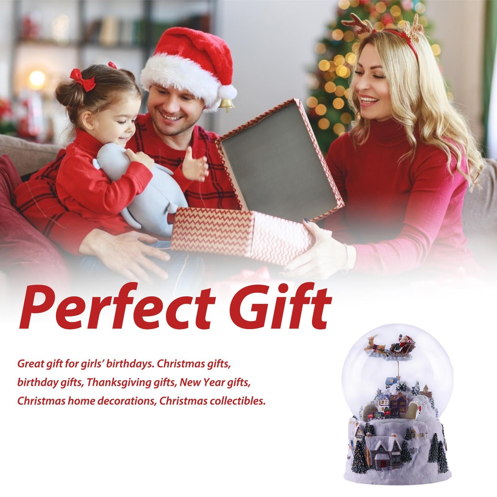 de música de Bola de Globo de Nieve para niñas Pueblo navideño Globo de | de música luminosa de globos de nieve para regalo de cumpleaños de decoración del hogar