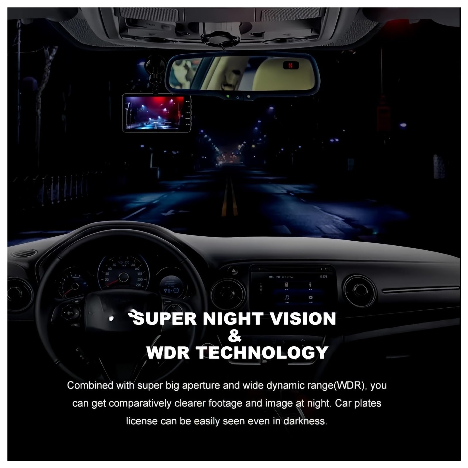 Telecamera anteriore universale per auto Dashcam HD 1080P Fotocamera anteriore posteriore DVR per registratore video digitale con specchio(Only Dashcam-B12,None)