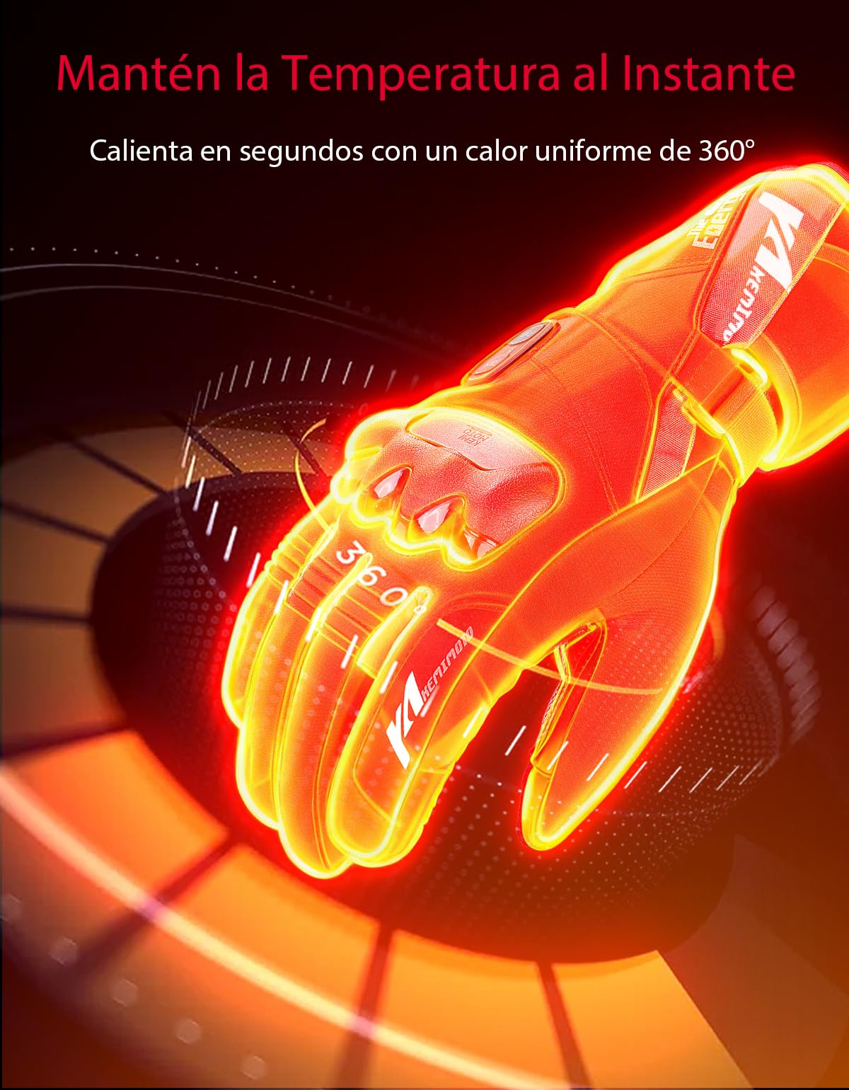 KEMIMOTO Guantes Calefactables, Doble Zona de Calefacción Independientes, con Batería 3000 mAh, Retención de Calor Desde -20℃ a -5℃, Guantes Moto Inviernos Térmicos Resistente al Desgaste
