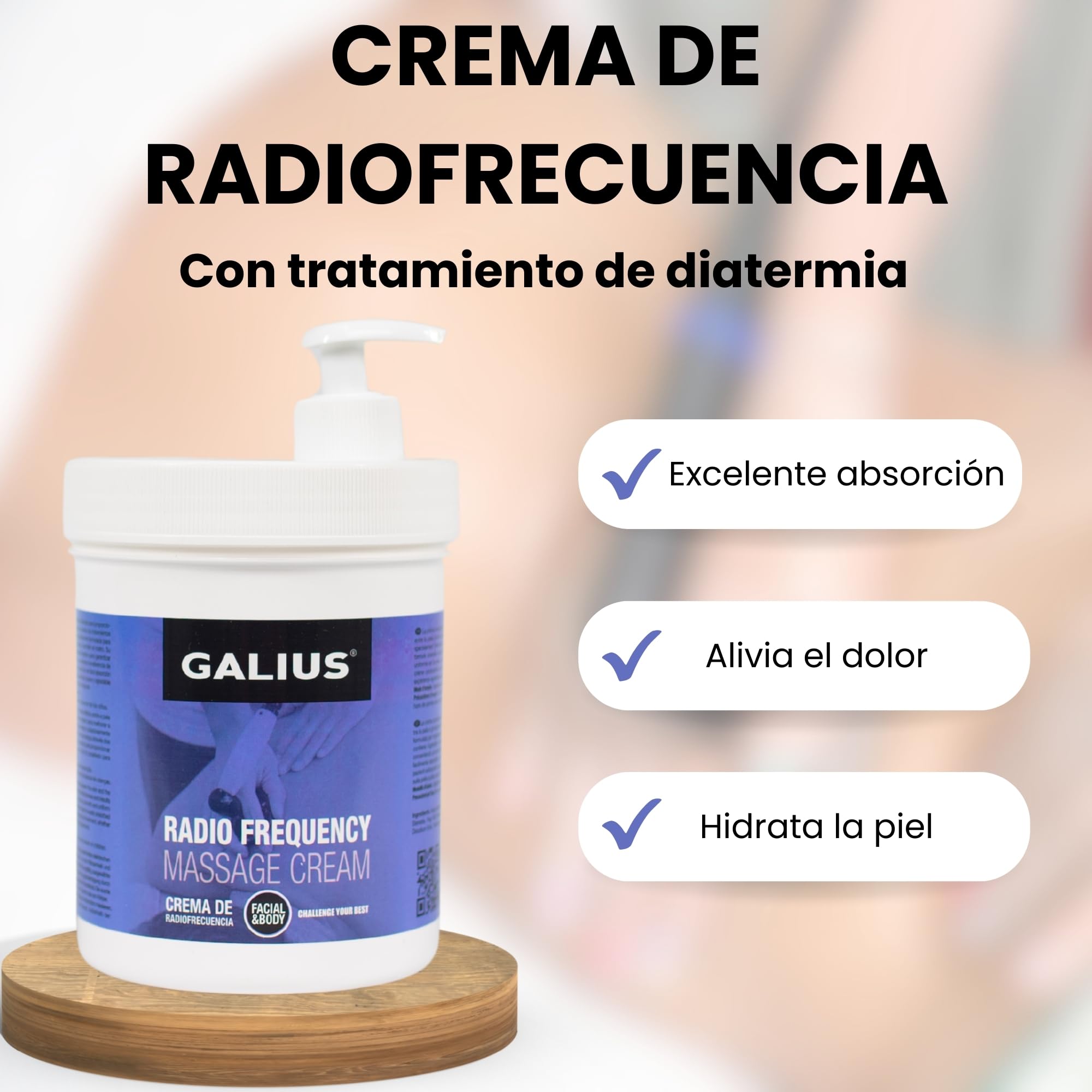 Galius - Crema de Radiofrecuencia Corporal y Facial con Tratamiento de Diatermia - Crema Hidratante Corporal Ideal para Fisioterapia - Alivio Dolores Musculares - Fácil Absorción No Mancha Ropa