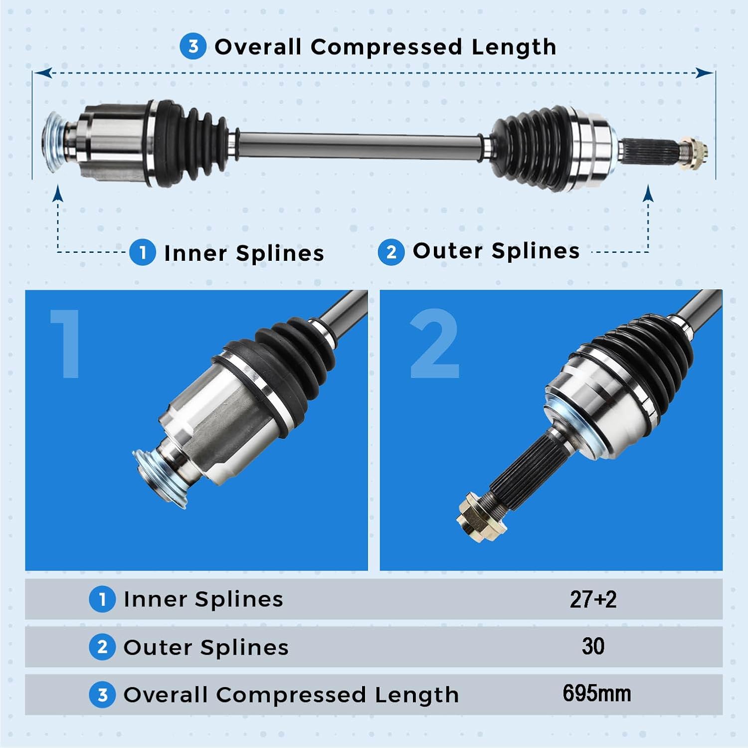 Front Passenger Side CV Axle Half Shaft Assembly for 2007-2009 Acura MDX for 2009-2011 Honda Pilot