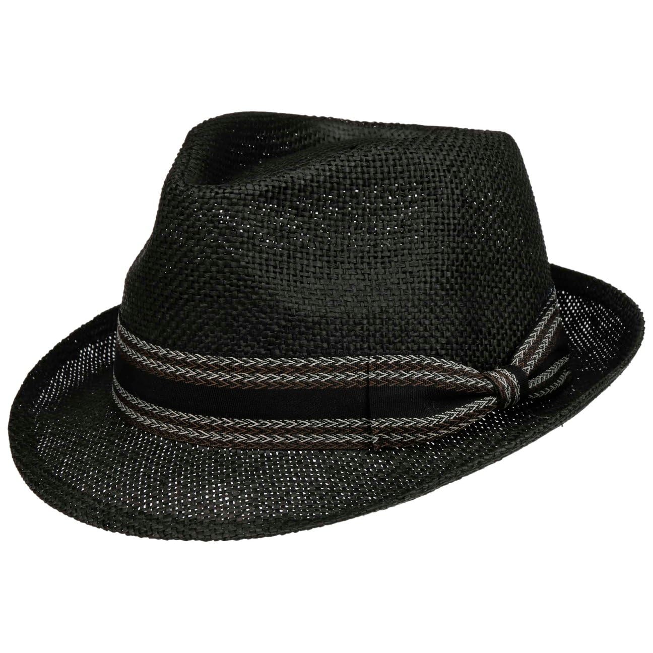 Lipodo Montreal Trilby Classic Fedora Straw Unisex Summer Black