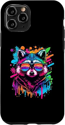Miniatura 29 de Rainbow Raccoon Sunglasses Vaporwave Synthwave Retrowave Case for iPhone 17 Pro