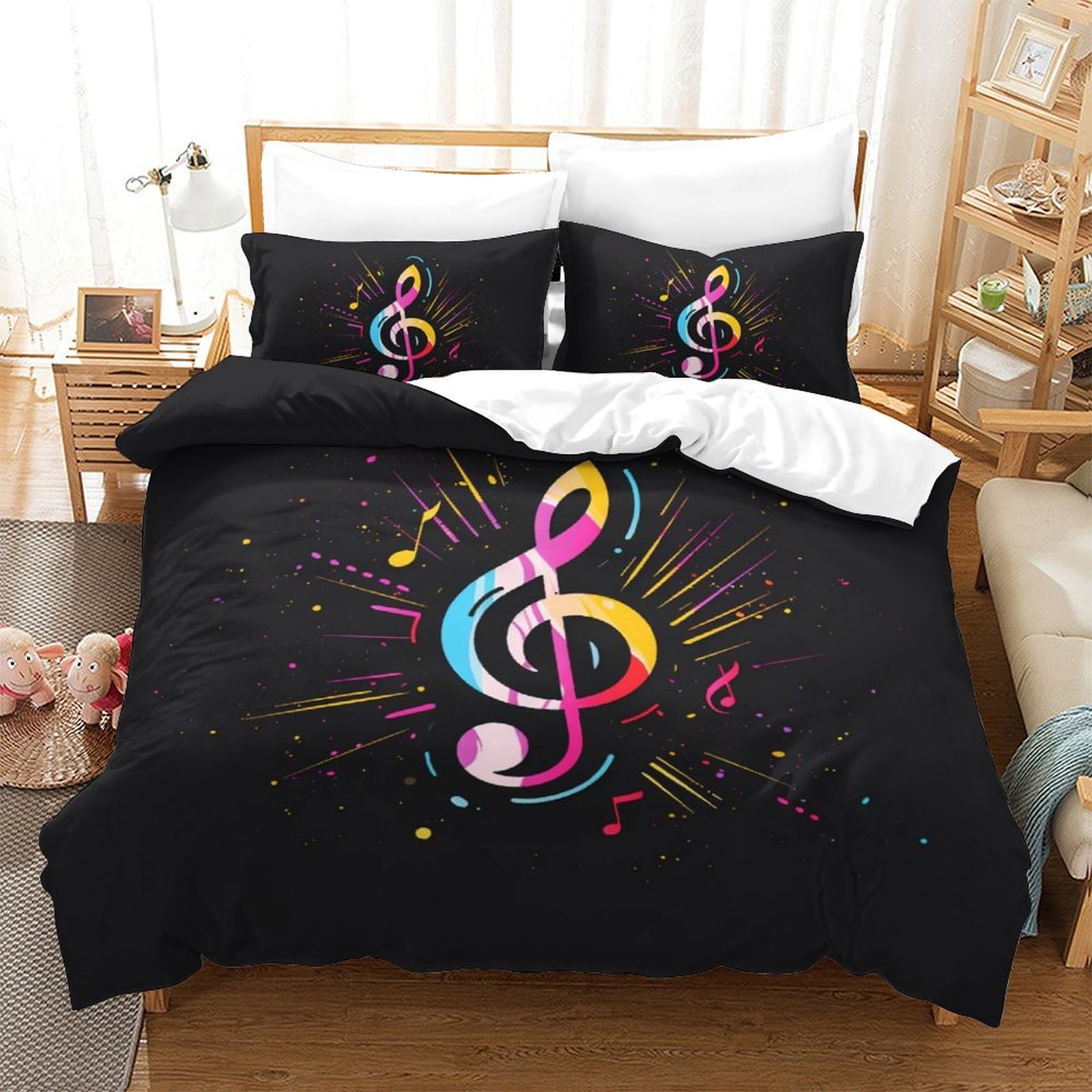 Housse de couette haute qualité 200x200 au toucher doux motif musique