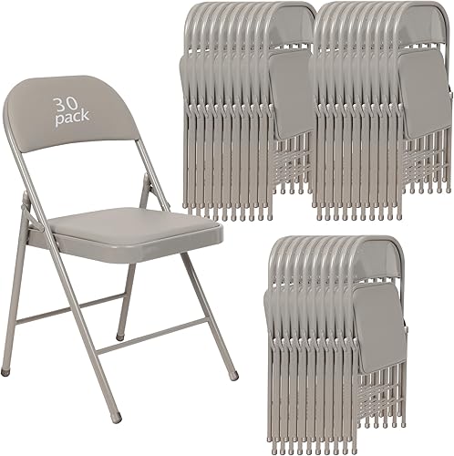 Miniatura 22 de Juego de 6 Sillas Plegables Blancas Acolchadas - Cómodas Sillas Apilables Portátiles para Interior y Exterior, Eventos, Fiestas, Oficina, Boda