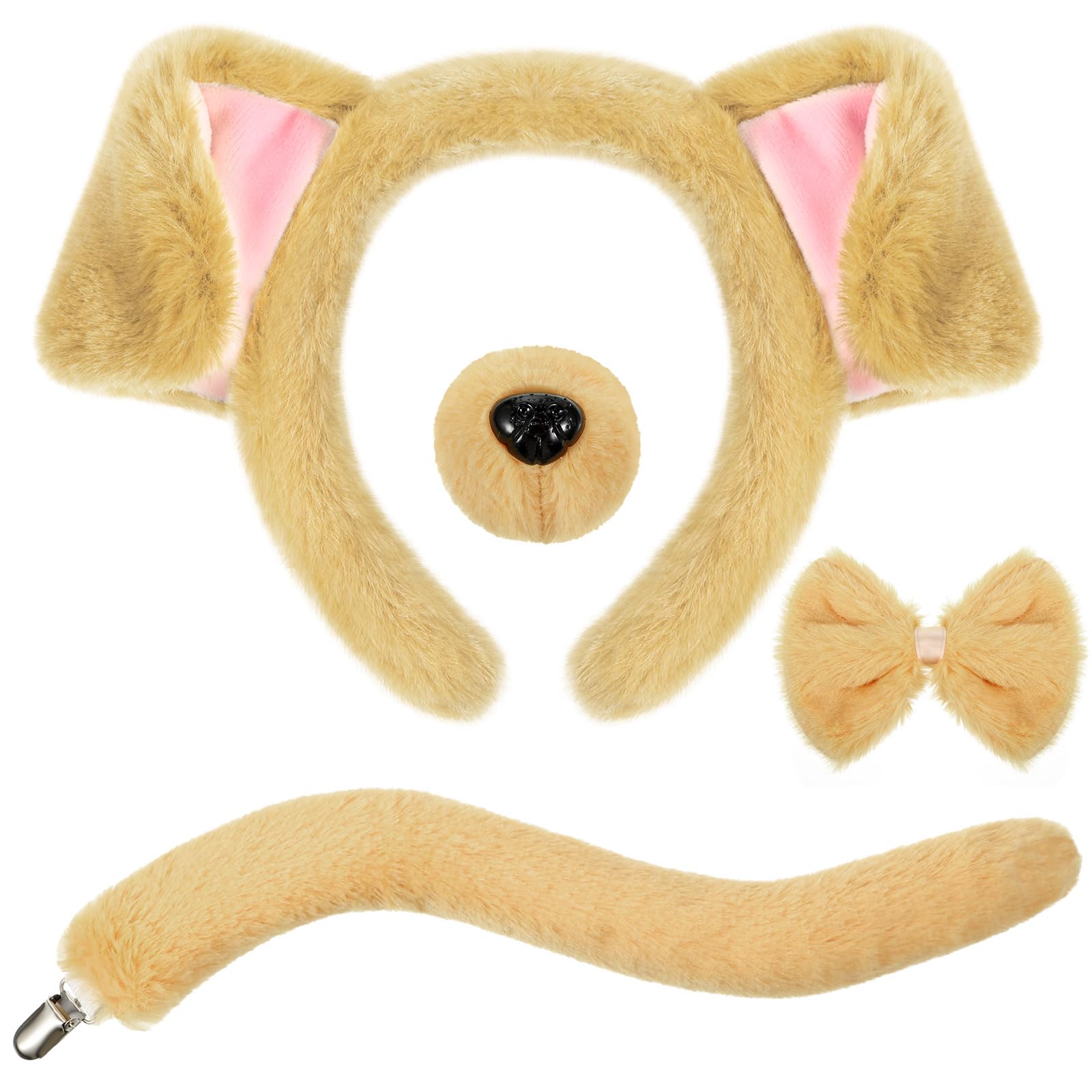 SATINIOR Puppy Dog Costume Set Ears Headband Nose Bow Tie Tail Animal Cosplay for Halloween