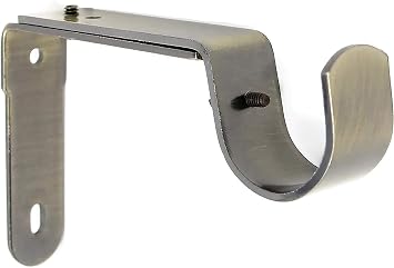 Urbanest Long Adjustable Solid Zinc Curtain Rod Bracket Wall Holder, Fits to 1", 1-1/8", and 1-1/4" Rod, 1 Piece - Antique Brass