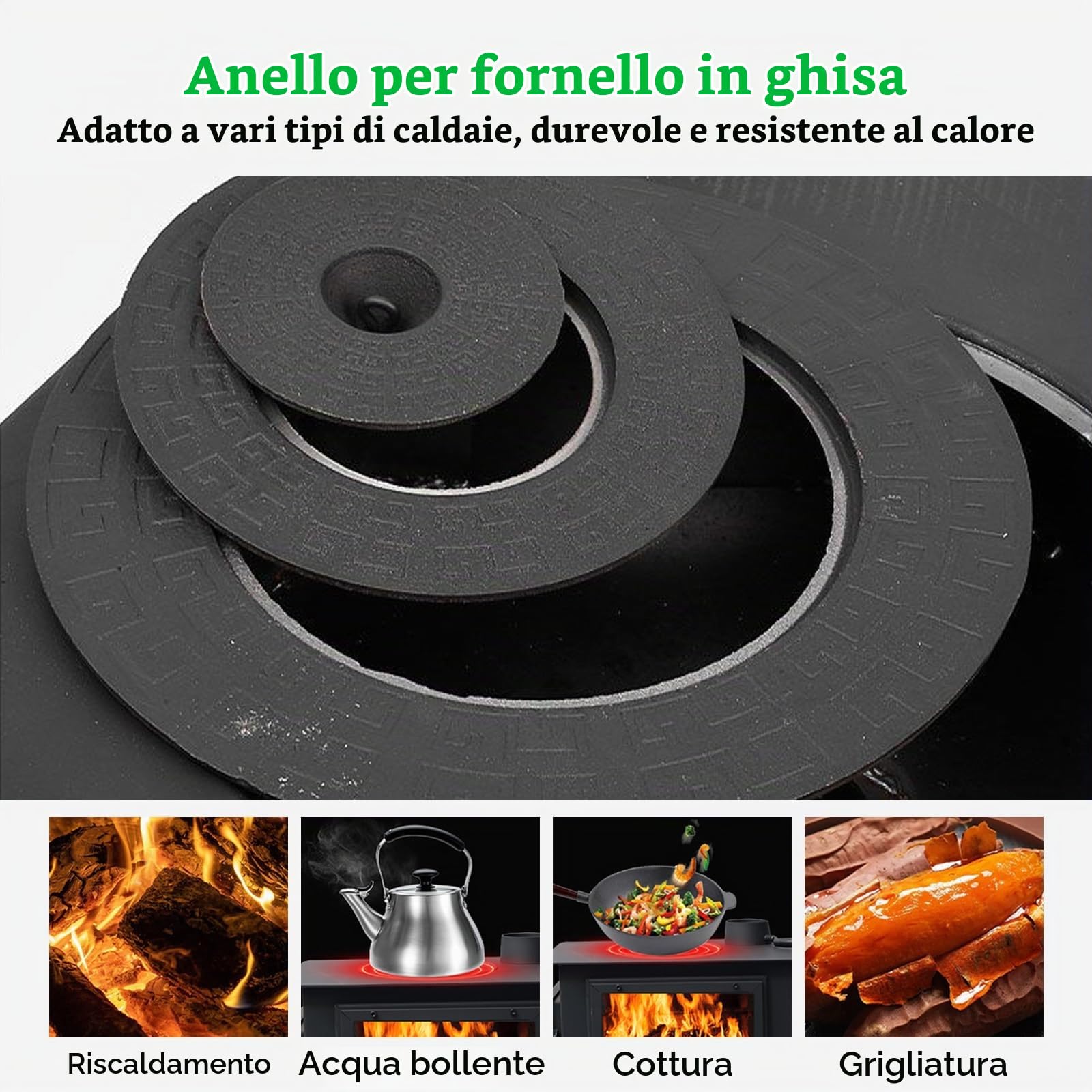 Stufa a Pellet, Stufa a Legna con Camino e Forno, Rivestimento Interno In Ghisa, per Riscaldare Cabine e Tende