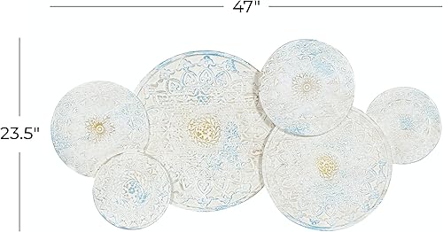 Miniatura 7 de Deco 79 Decoración de pared floral de madera para el hogar, escultura de pared intrincadamente tallada con diseño de mandala, arte de pared 47 x 2 x