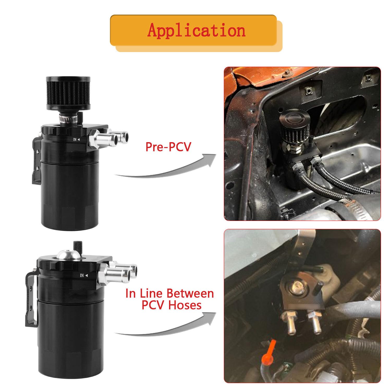 IHOTDER Kit per la raccolta dell'olio per auto, in lega di alluminio, 300 ml, separatore per aria, con filtro di sfiato, tubo flessibile, raccordi per tubi, serbatoio dell'olio sbattuto universale