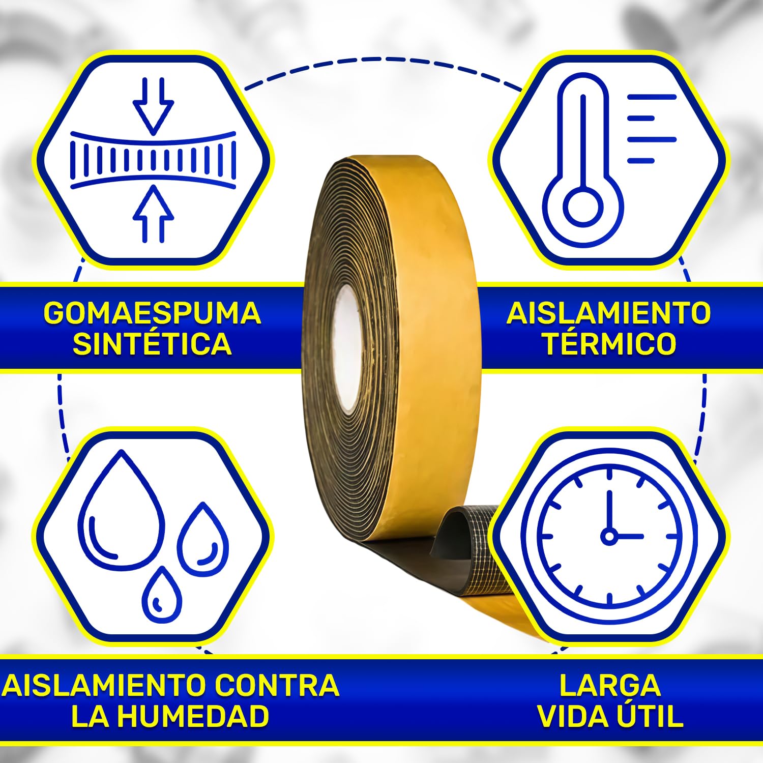 MONTERAL Cinta Adhesiva Caucho Anticondensación 15 m 50x3 mm Cinta Goma Adhesiva para Aislamiento de Tuberías Frías y Calientes en Sistemas de Condensación - MADE IN ITALY