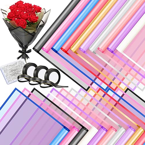 Jeyiour 90 hojas de papel de regalo para ramo de flores, impermeable, papel de envoltura floral para el día de la madre, boda, suministros de