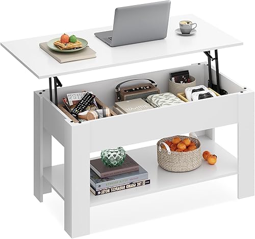 Miniatura 12 de WLIVE Mesa de Centro, Mesa de Centro de 39" con Tapa Elevable con Compartimento Oculto, Estante de Almacenamiento y Tapa Elevable para Hogar, Sala