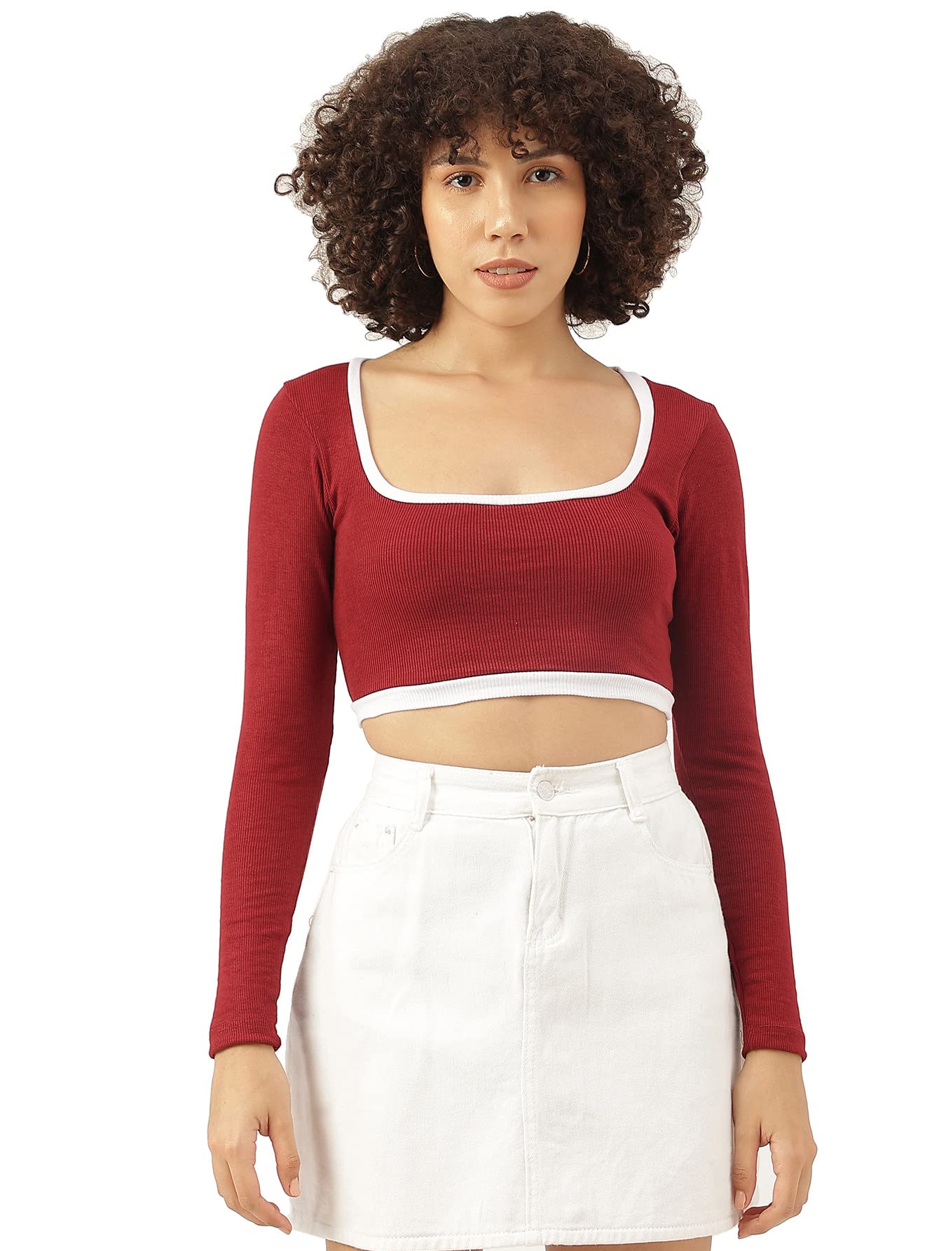 AahwanWomen's & Girls' Solid Basic Cropped Top