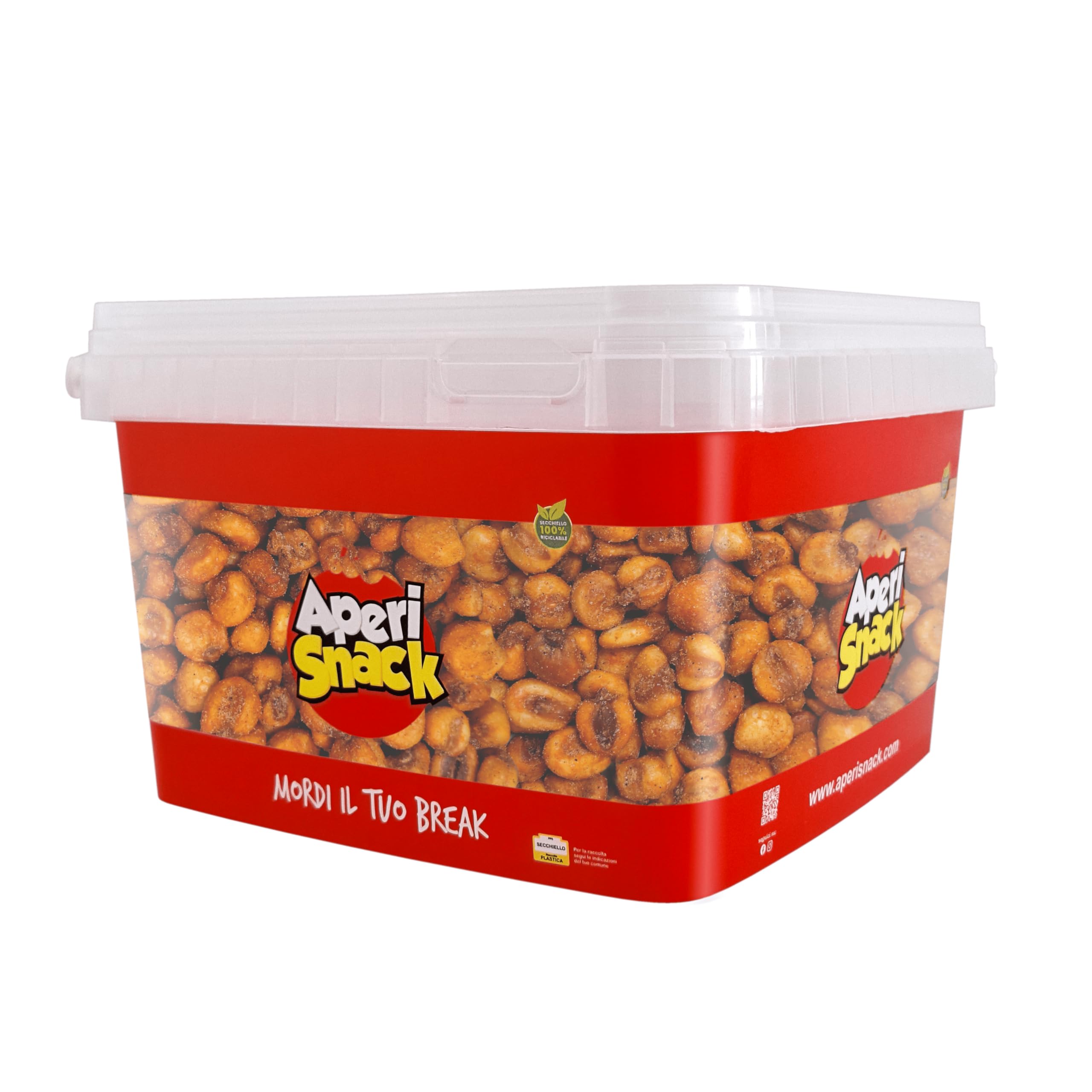 Aperisnack - AP04.007.18 - Mais Jumbo Chili Secchiello da 1100 g. Snack Salati e stuzzichini ideali per Aperitivo e Feste. Mais snack senza glutine.