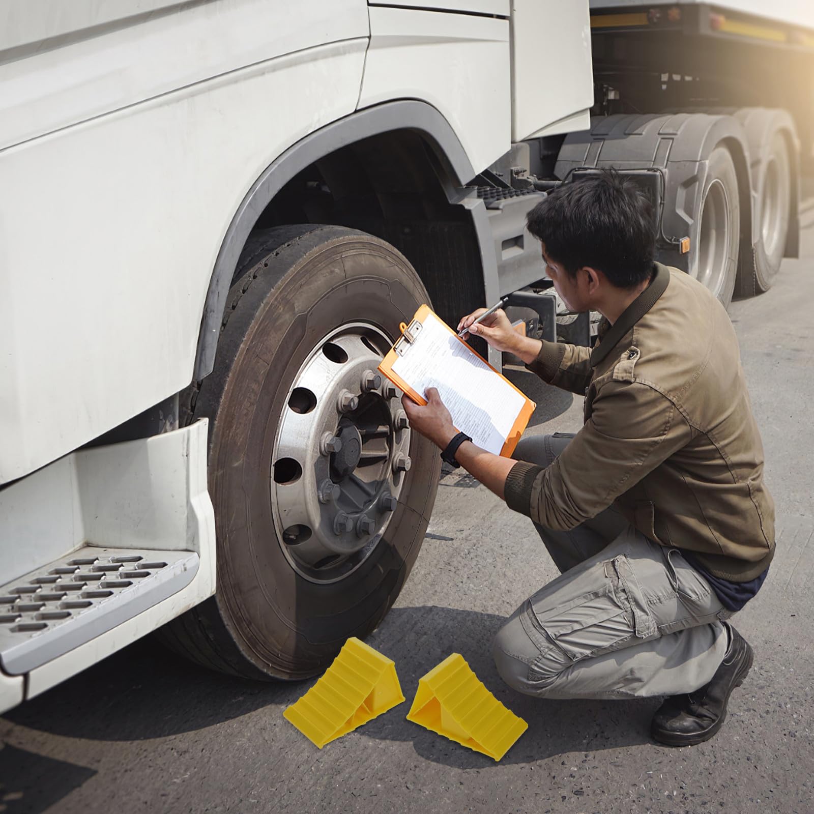 Radkeile 1 Paar Kunststoff 20X12X11cm Unterlegkeile für Pkw LKW und Nutzanhänger Anti Rutsch Zubehör für Garagen und Parkplatzschutz
