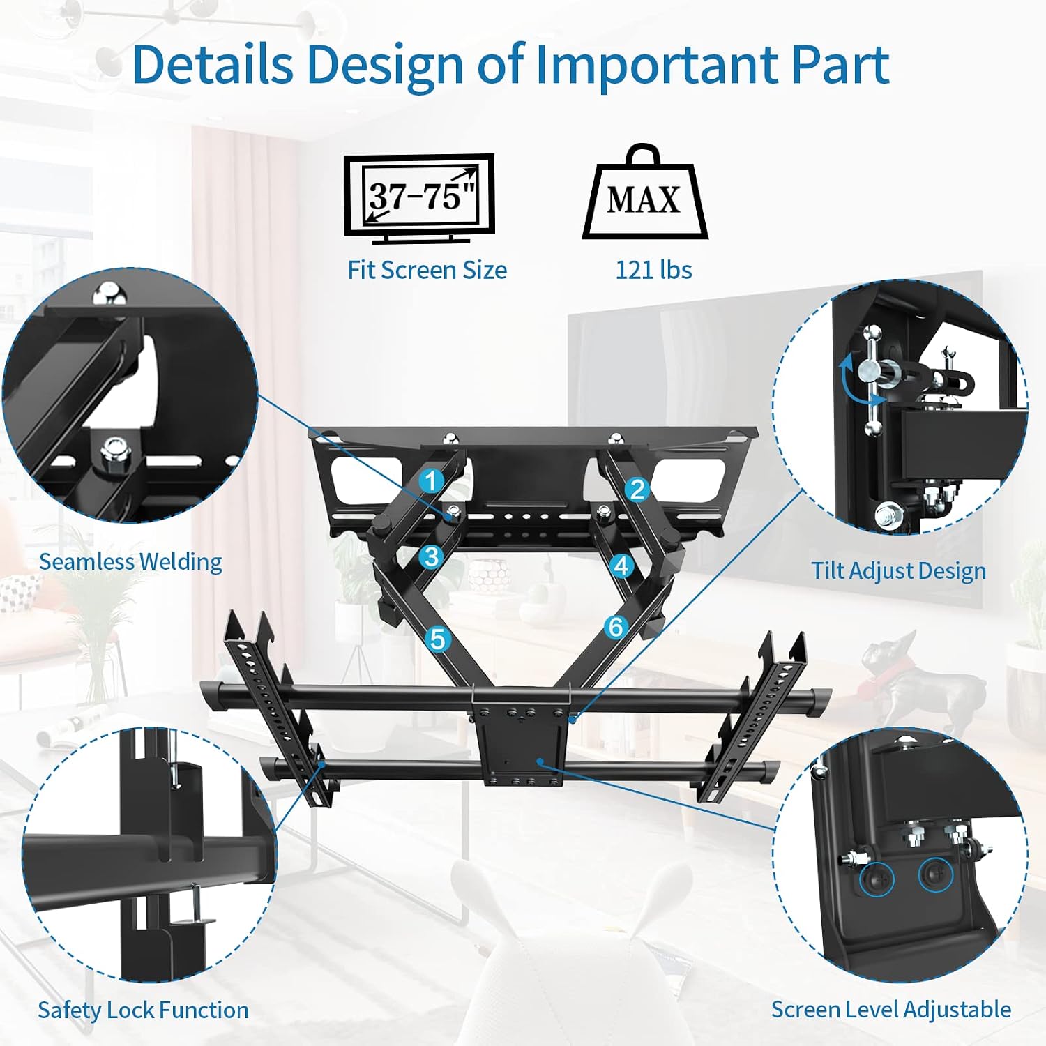 50% оƒƒ Dіѕсоunt Full Motion TV Wall Mount with Height Setting, JUSTSTONE TV Bracket Fits Most 37-75 Inch LED Flat&Curved TVs,Articulating Swivel Tilt Dual Arms Extension Max VESA 600x400mm and Holds up to 121 LBS Bіg Sаlе Full Motion TV Wall Mount with Height Setting, JUSTSTONE TV Bracket Fits Most 37-75 Inch LED Flat&Curved TVs,Articulating Swivel Tilt Dual Arms Extension Max VESA 600x400mm and Holds up to 121 LBS